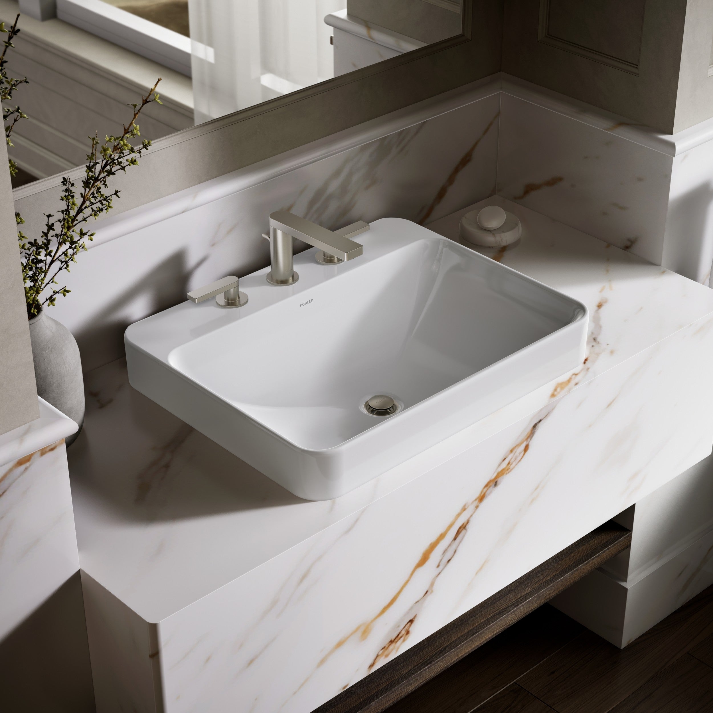 Kohler Lavabo Tezgah Üstü Üç Delikli Vox 58,4 x 465 cm