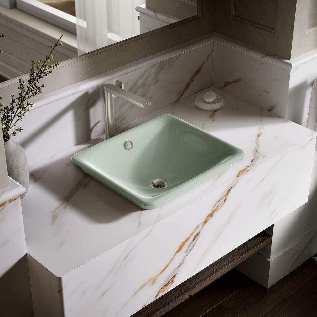 Kohler Lavabo Iron Plains Döküm Banyo Lavabosu Kavak Yeşil