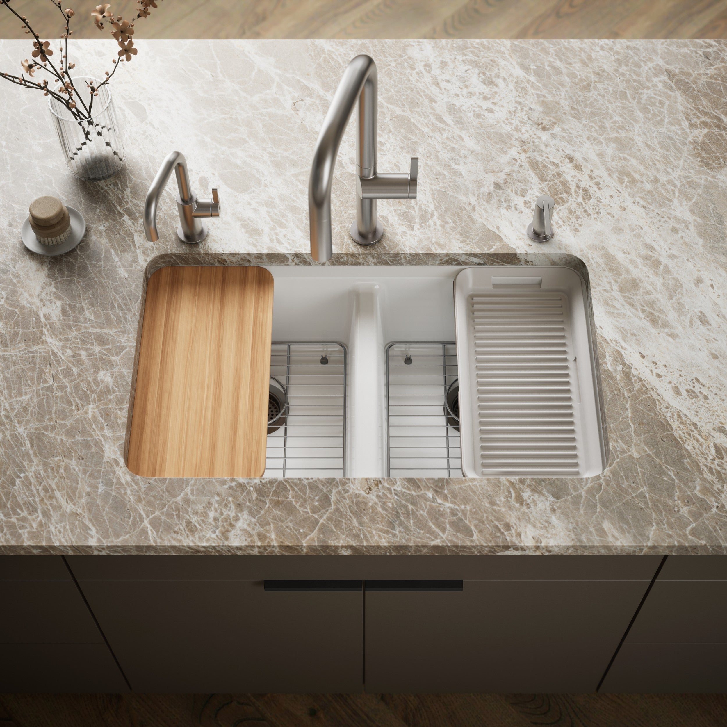 Kohler Eviye Riverby Çift Hazneli Beyaz