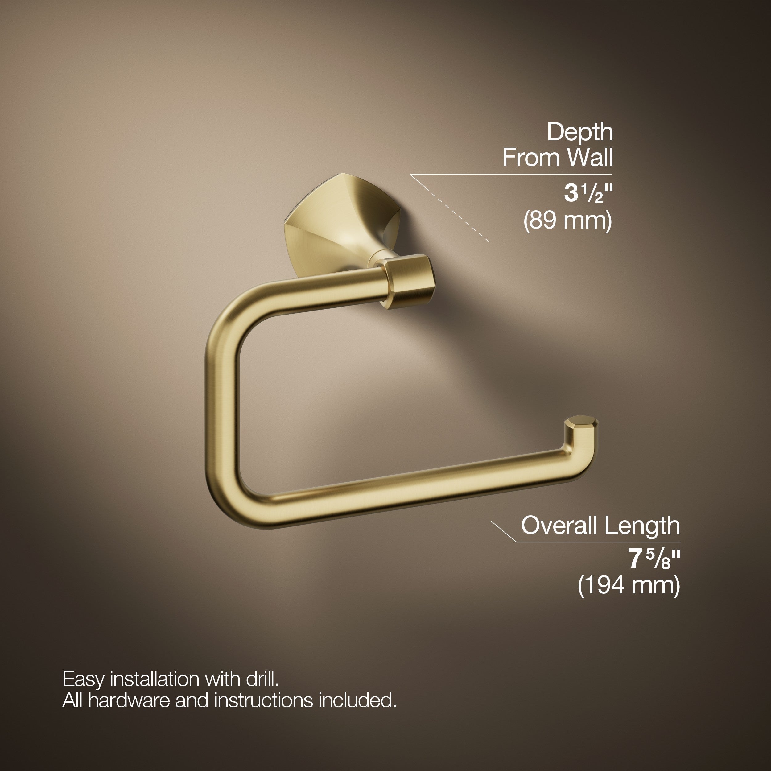 Kohler Yuvarlak Havluluk Occasion, Vibrant Brushed Moderne Brass