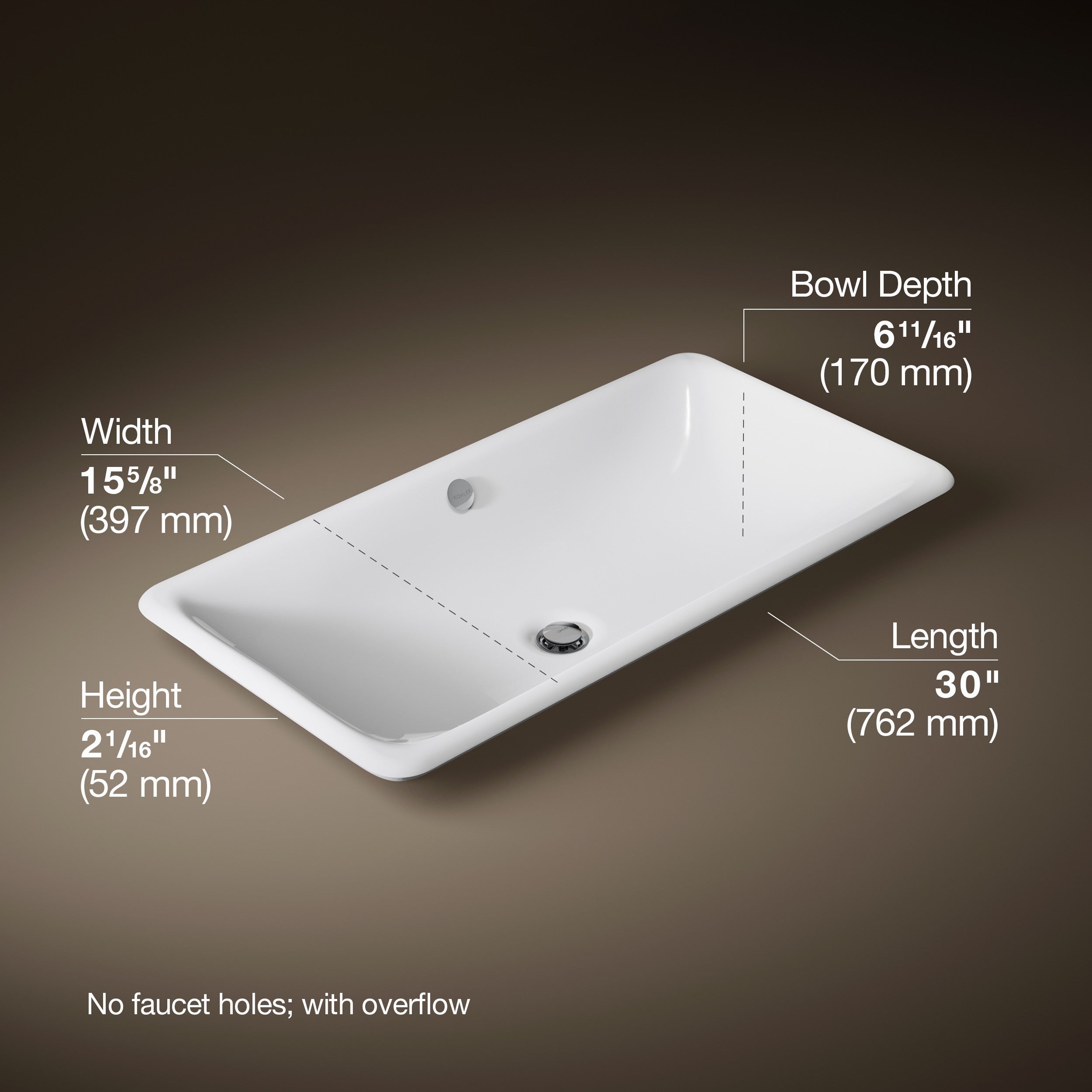 Kohler Lavabo İron Plans Döküm 76 x 40 cm Beyaz