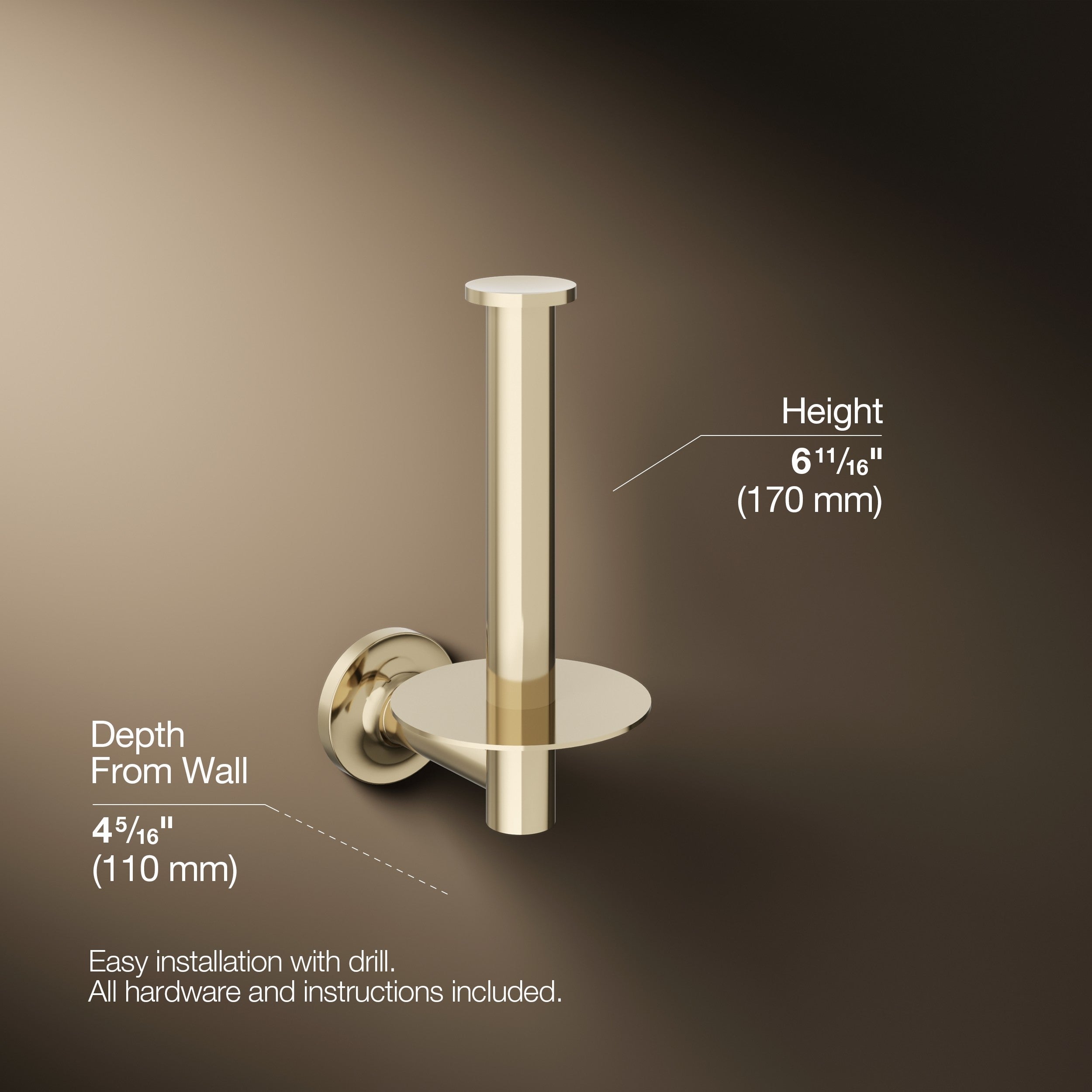 Kohler Tuvalet Kağıtlık Dikey Purist, French Gold