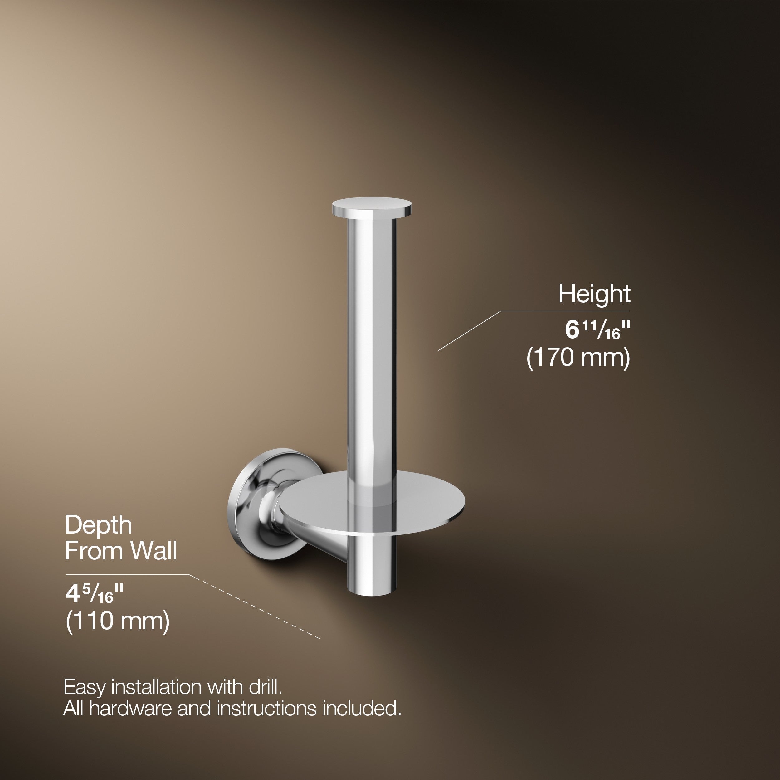 Kohler Tuvalet Kağıtlık Dikey Purist, Krom