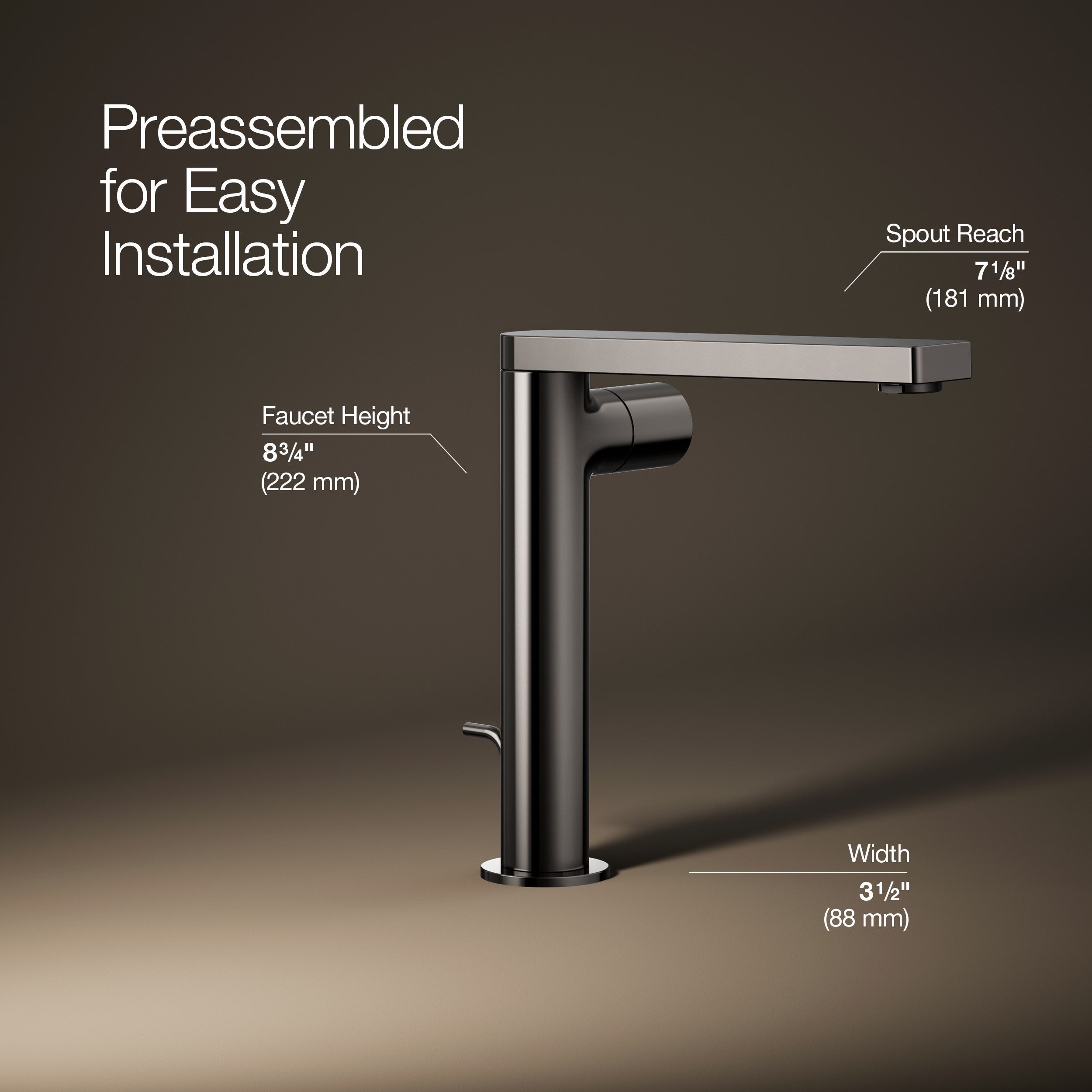 Kohler Lavabo Bataryası Uzun Composed Titanium