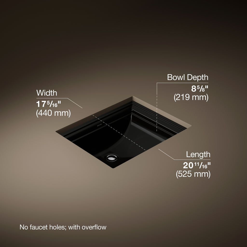 Kohler Lavabo Memoirs Classic Tezgah Altı Siyah