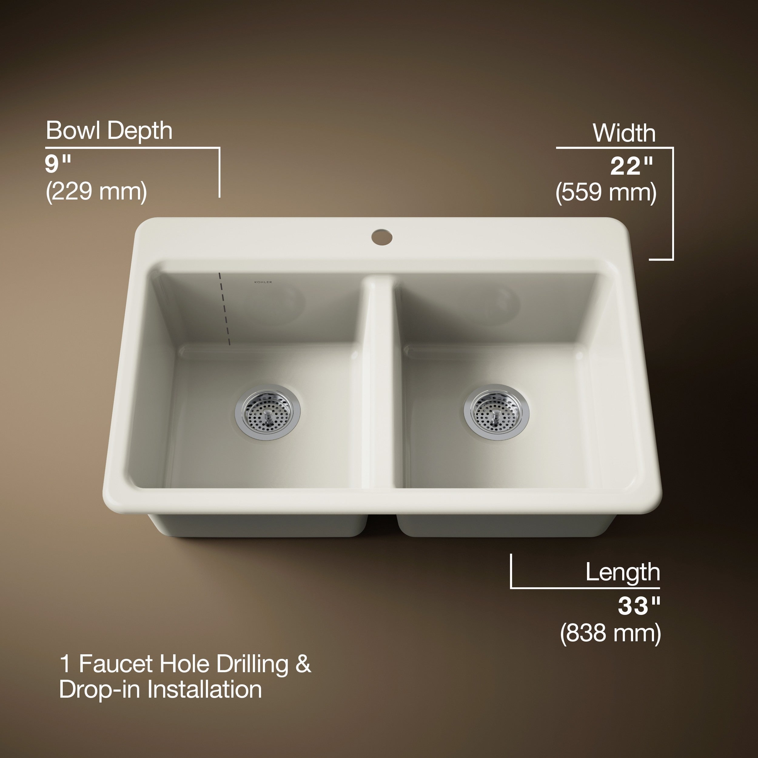 Kohler Eviye Riverby Döküm Biscuit