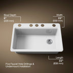 Kohler Eviye Riverby Tezgah Altı Döküm Beyaz