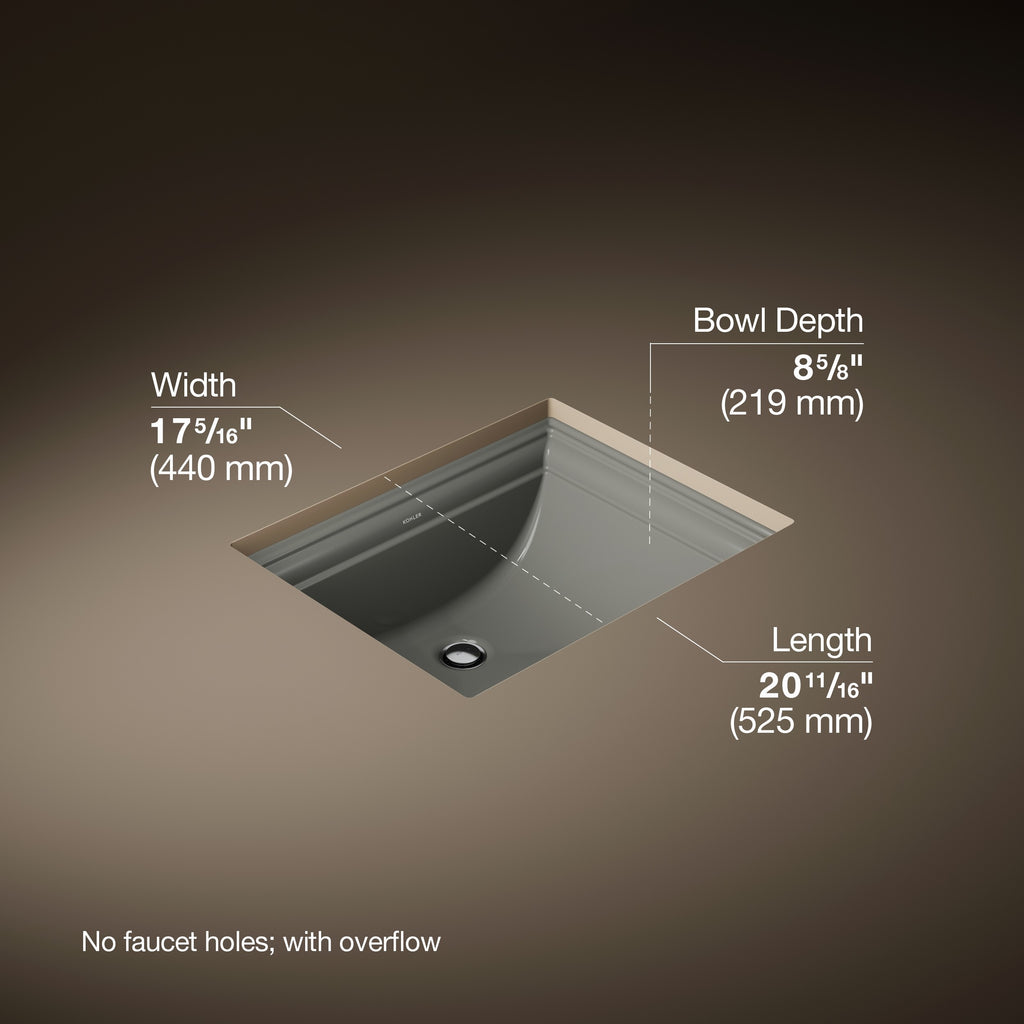 Kohler Lavabo Memoirs Classic Tezgah Altı Koyu Gri