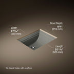 Kohler Lavabo Memoirs Classic Tezgah Altı Koyu Gri
