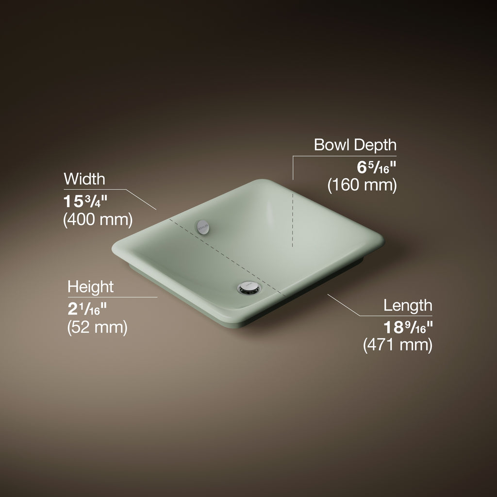 Kohler Lavabo Iron Plains Döküm Banyo Lavabosu Kavak Yeşil