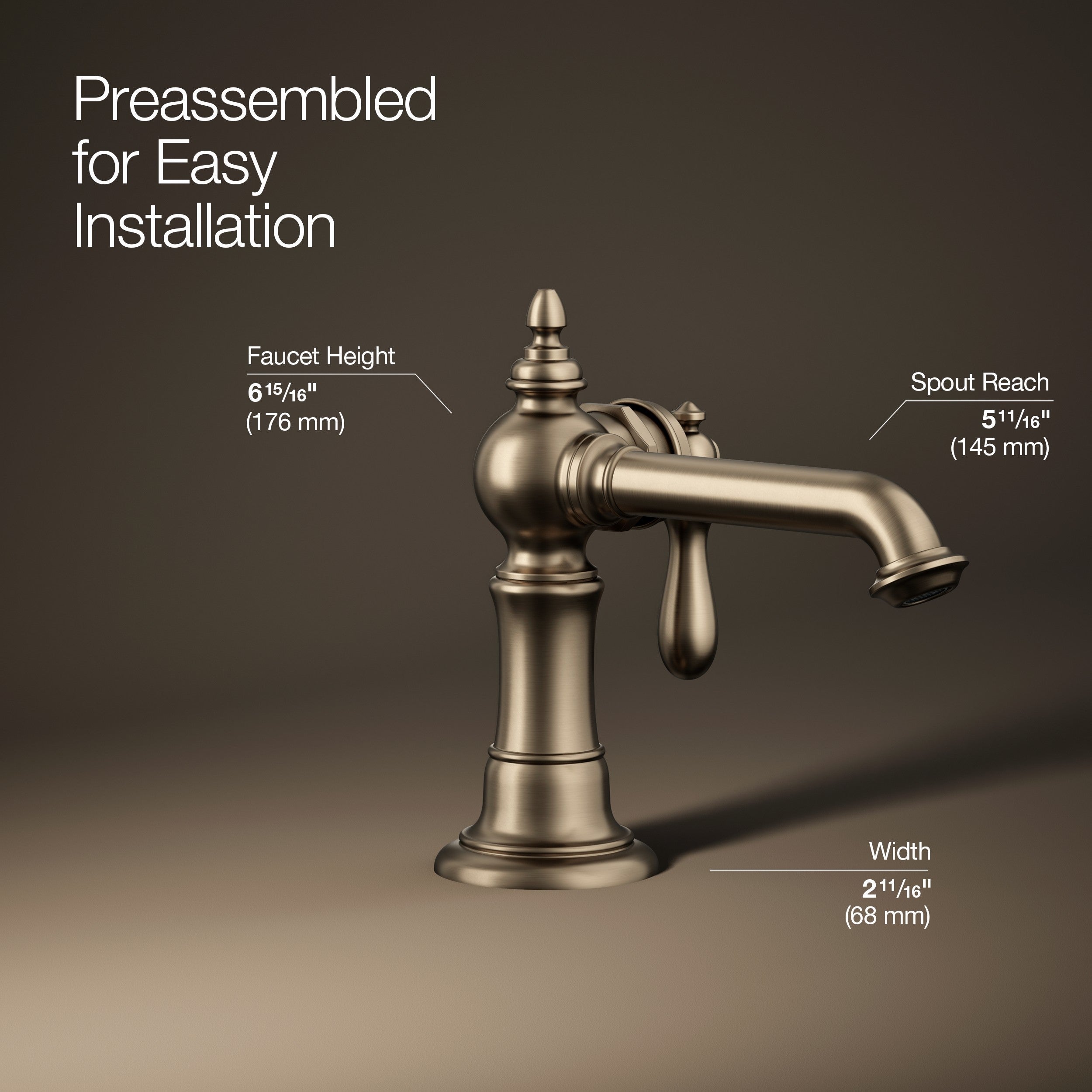 Kohler Lavabo Bataryası Artifacts Brushed Bronze