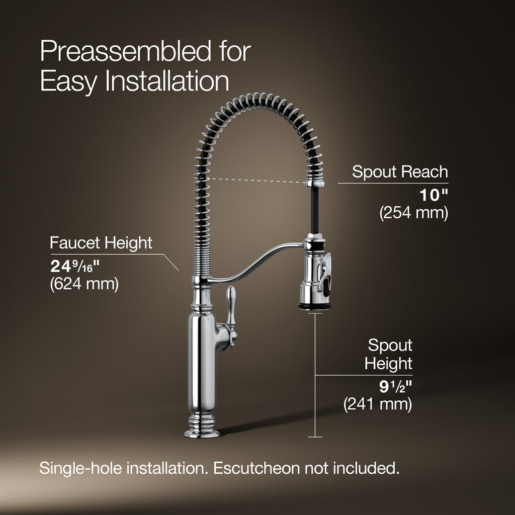 Kohler Eviye Bataryası Tournant Profesyonel , Krom