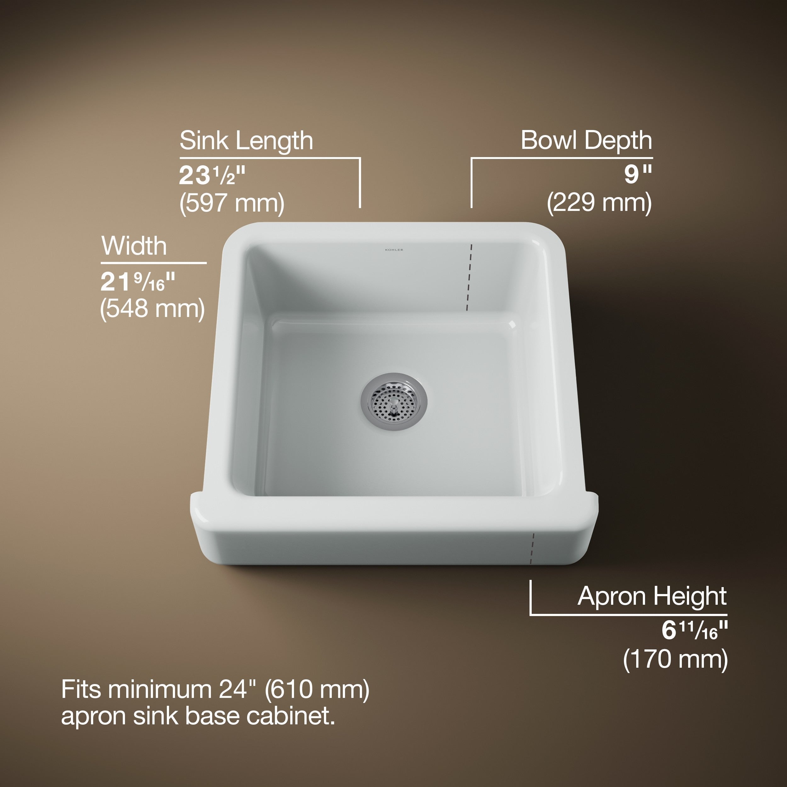 Kohler Eviye Whitehaven Tezgah Altı Ice Grey