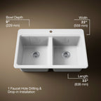 Kohler Riverby Döküm Eviye Beyaz
