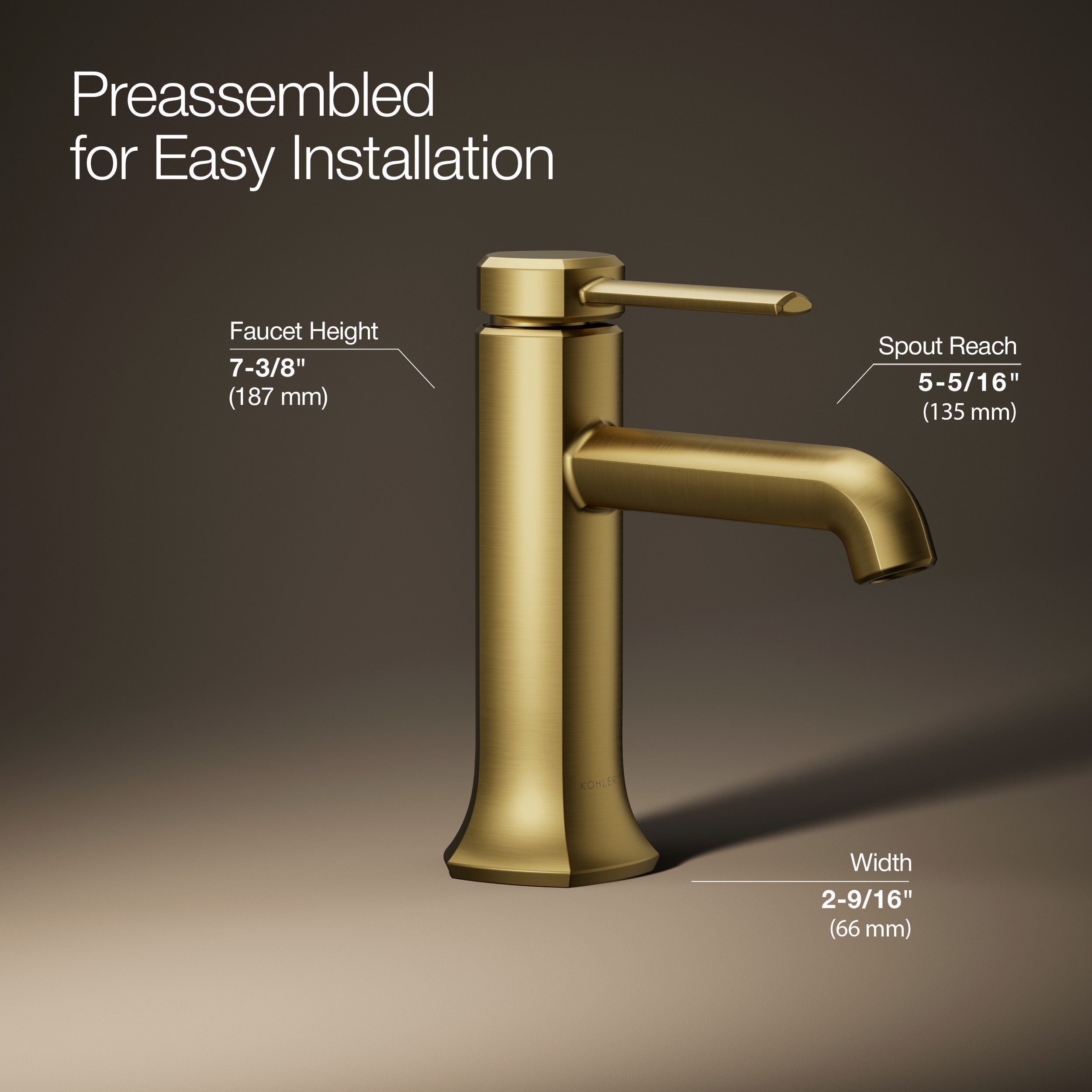 Kohler Lavabo Bataryası Occasion, Vibrant Brushed Moderne Brass