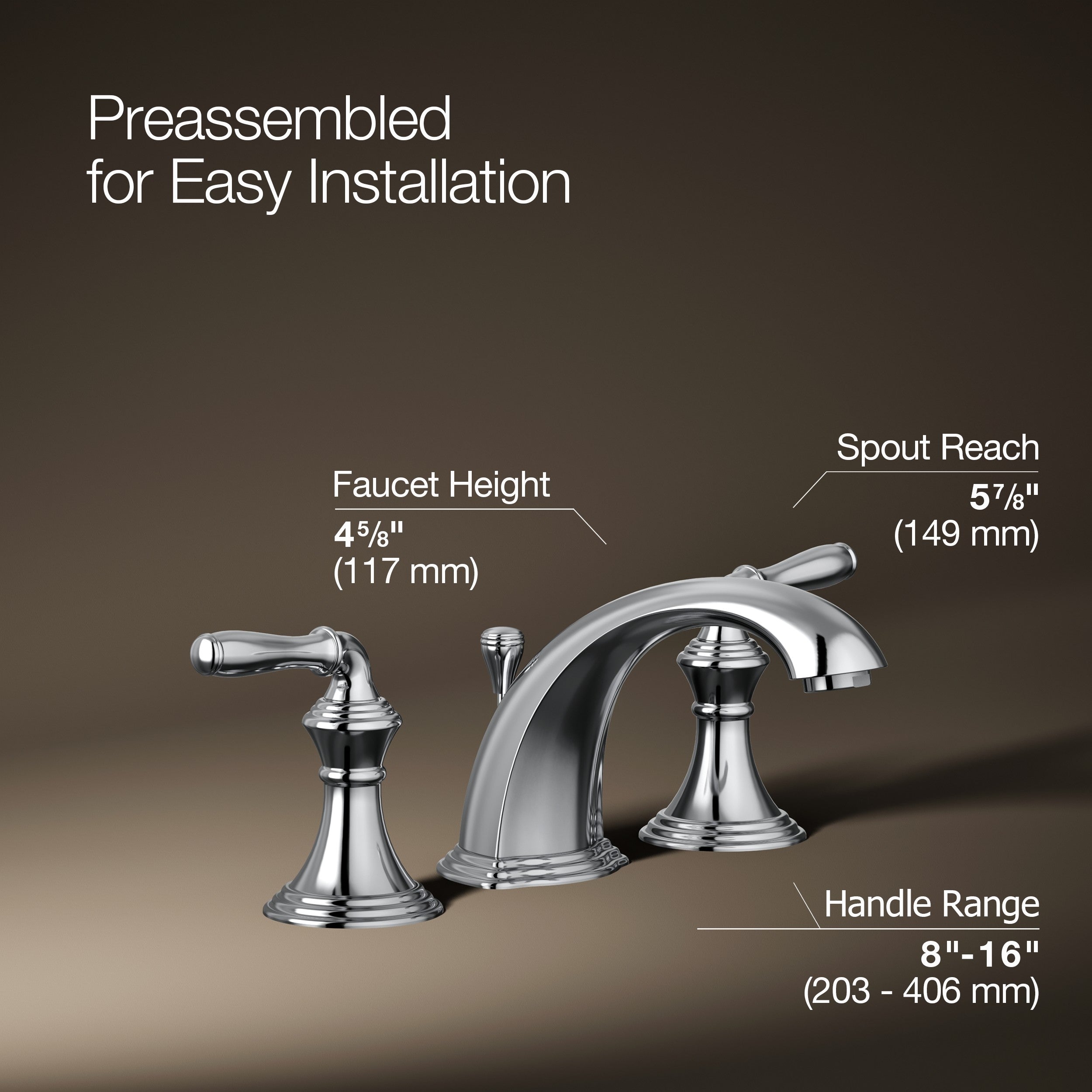 Kohler Lavabo Bataryası Devonshıre 3 Delikli Polished Krom