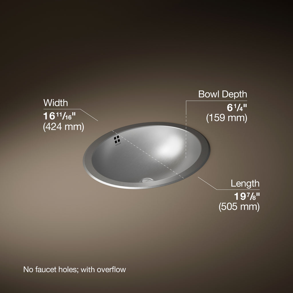 Kohler Lavabo Bachata Paslanmaz Çelik 64 x 42,4 cm