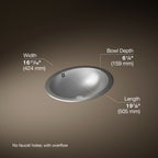 Kohler Lavabo Bachata Paslanmaz Çelik 64 x 42,4 cm