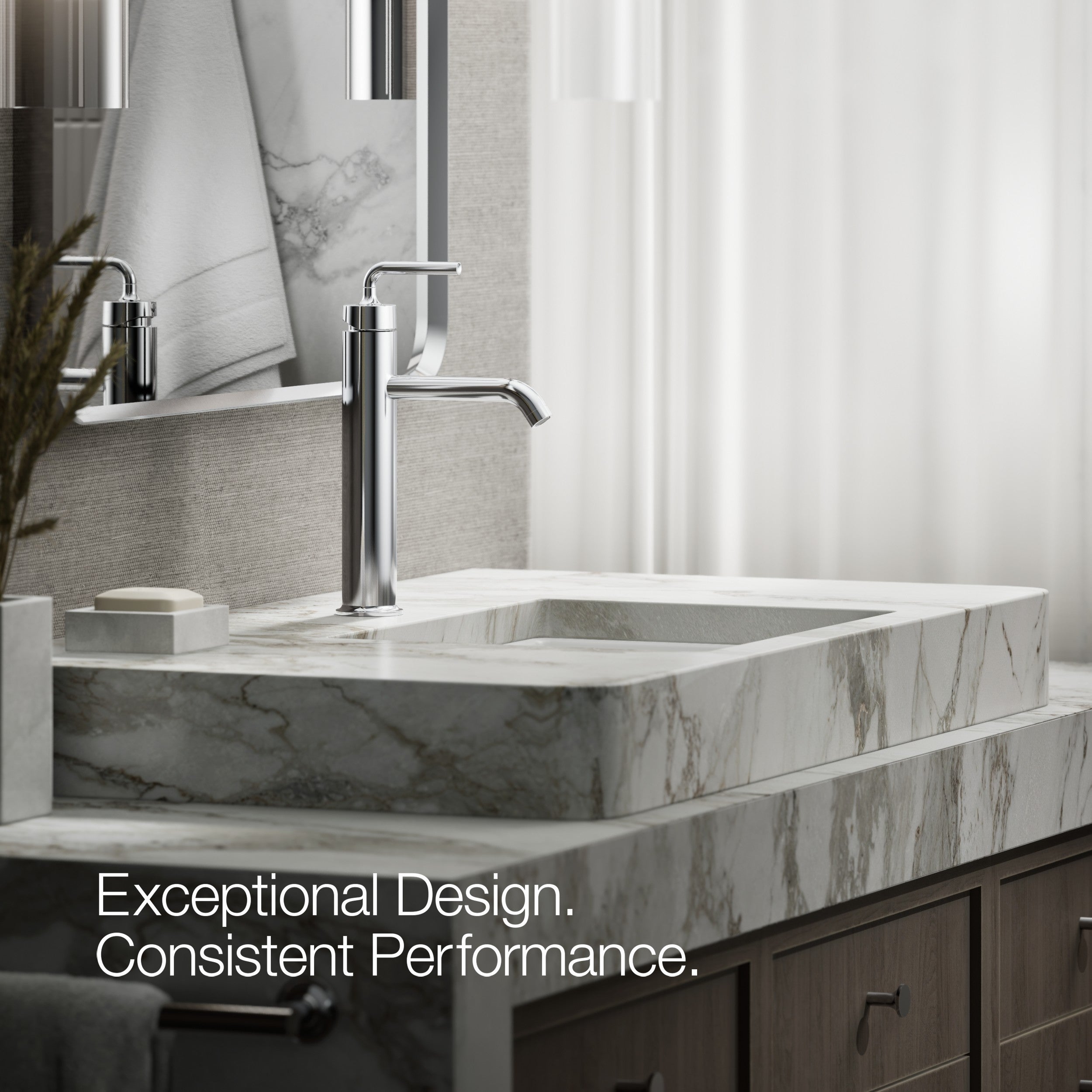 Kohler Lavabo Bataryası Çanak Purist, Krom