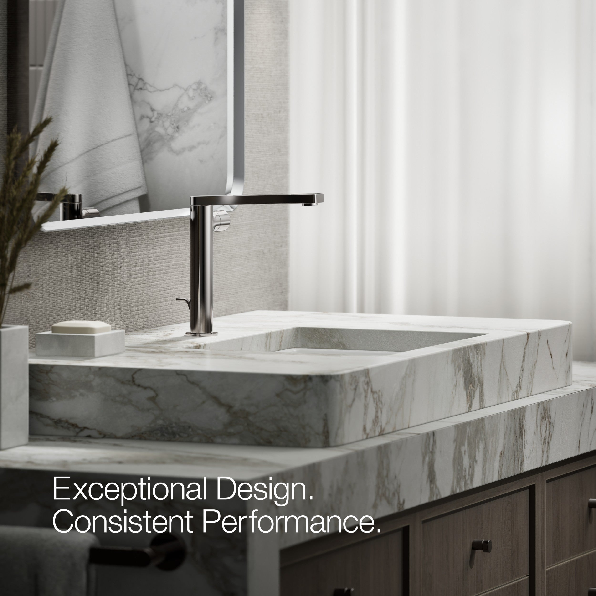 Kohler Lavabo Bataryası Uzun Composed Titanium