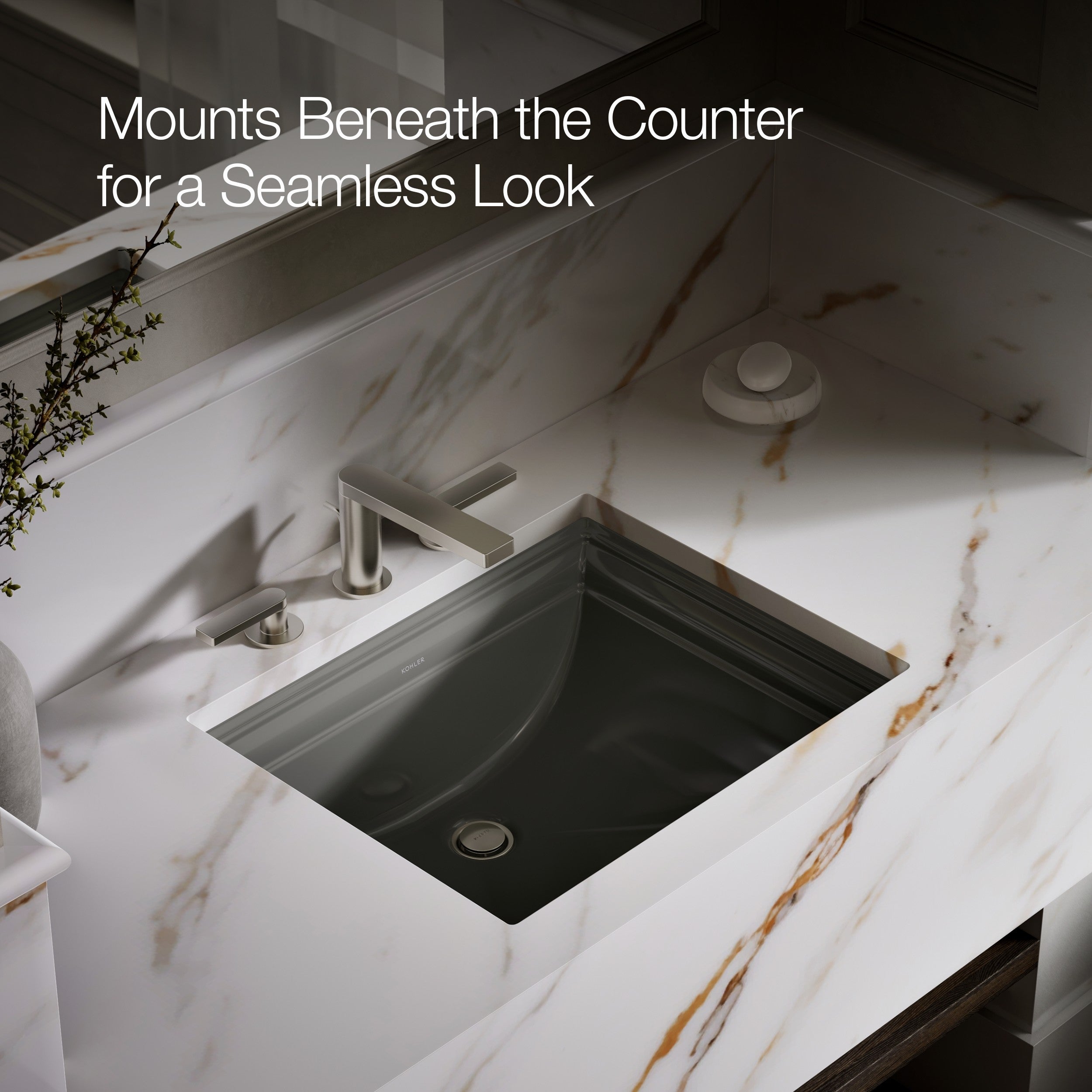 Kohler Lavabo Memoirs Classic Tezgah Altı Koyu Gri