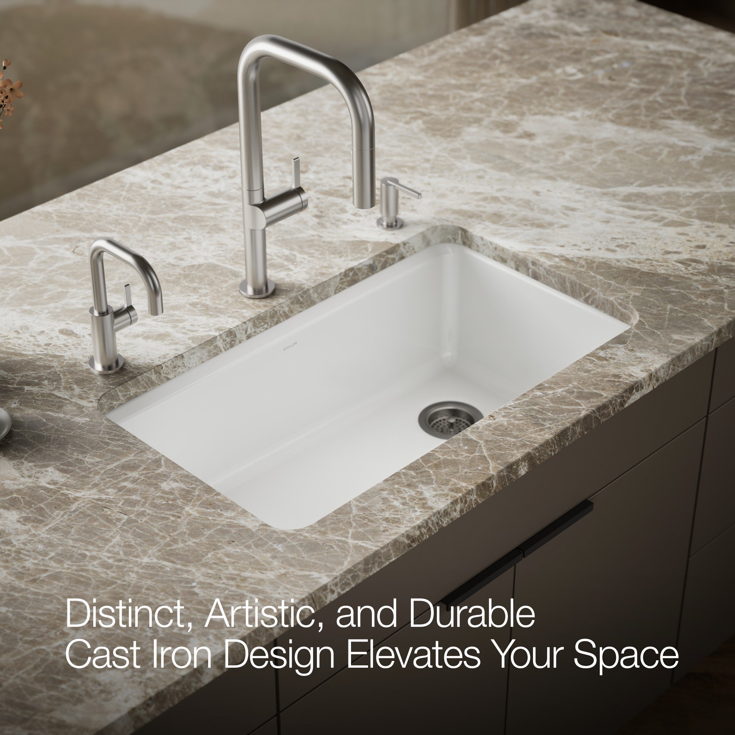 Kohler Eviye Riverby Tezgah Altı Döküm Beyaz