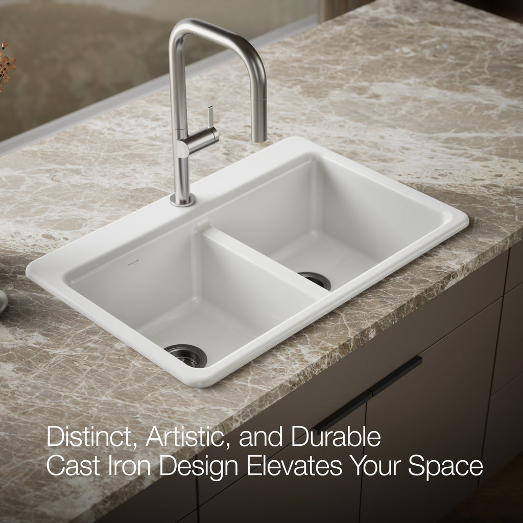 Kohler Riverby Döküm Eviye Beyaz