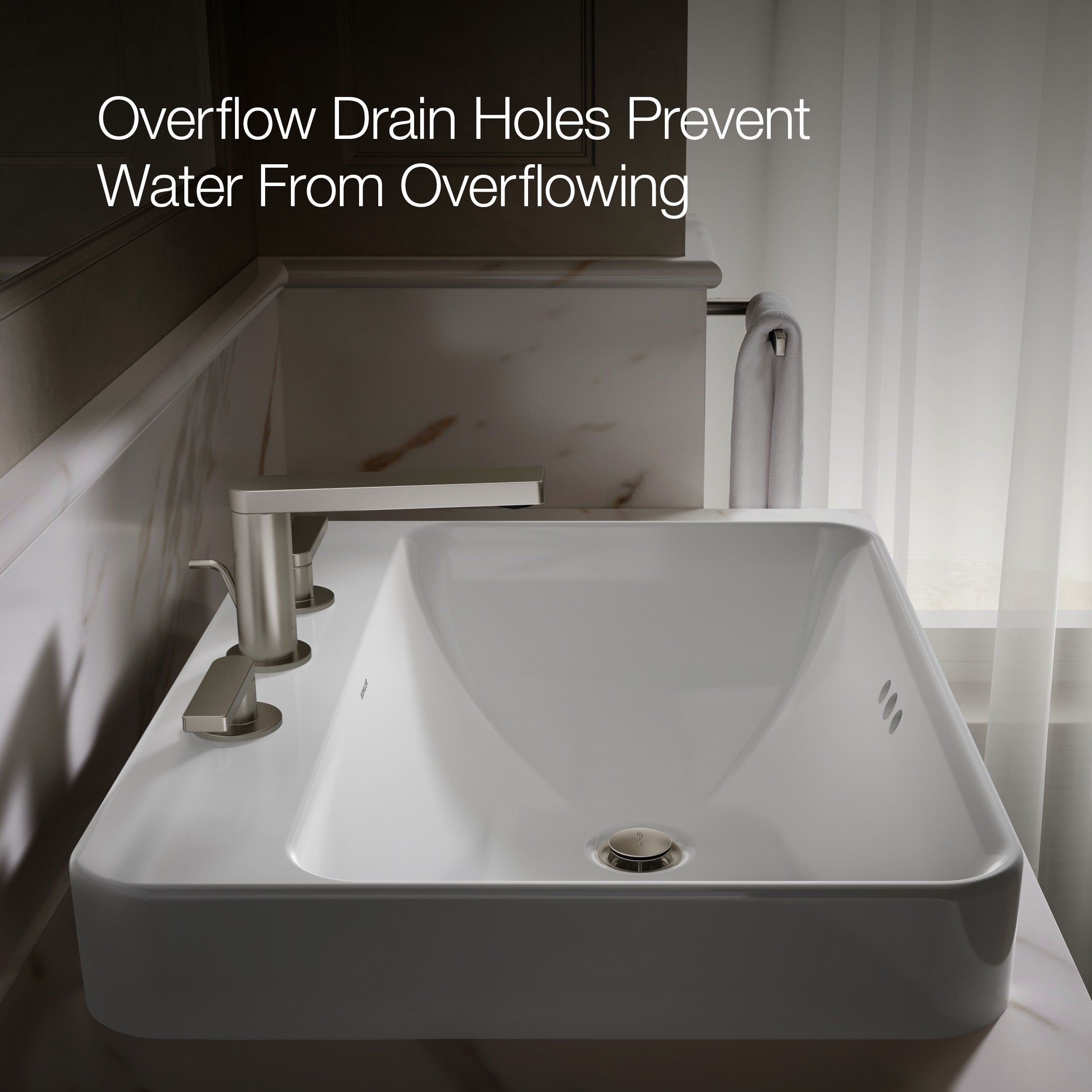 Kohler Lavabo Tezgah Üstü Üç Delikli Vox 58,4 x 465 cm