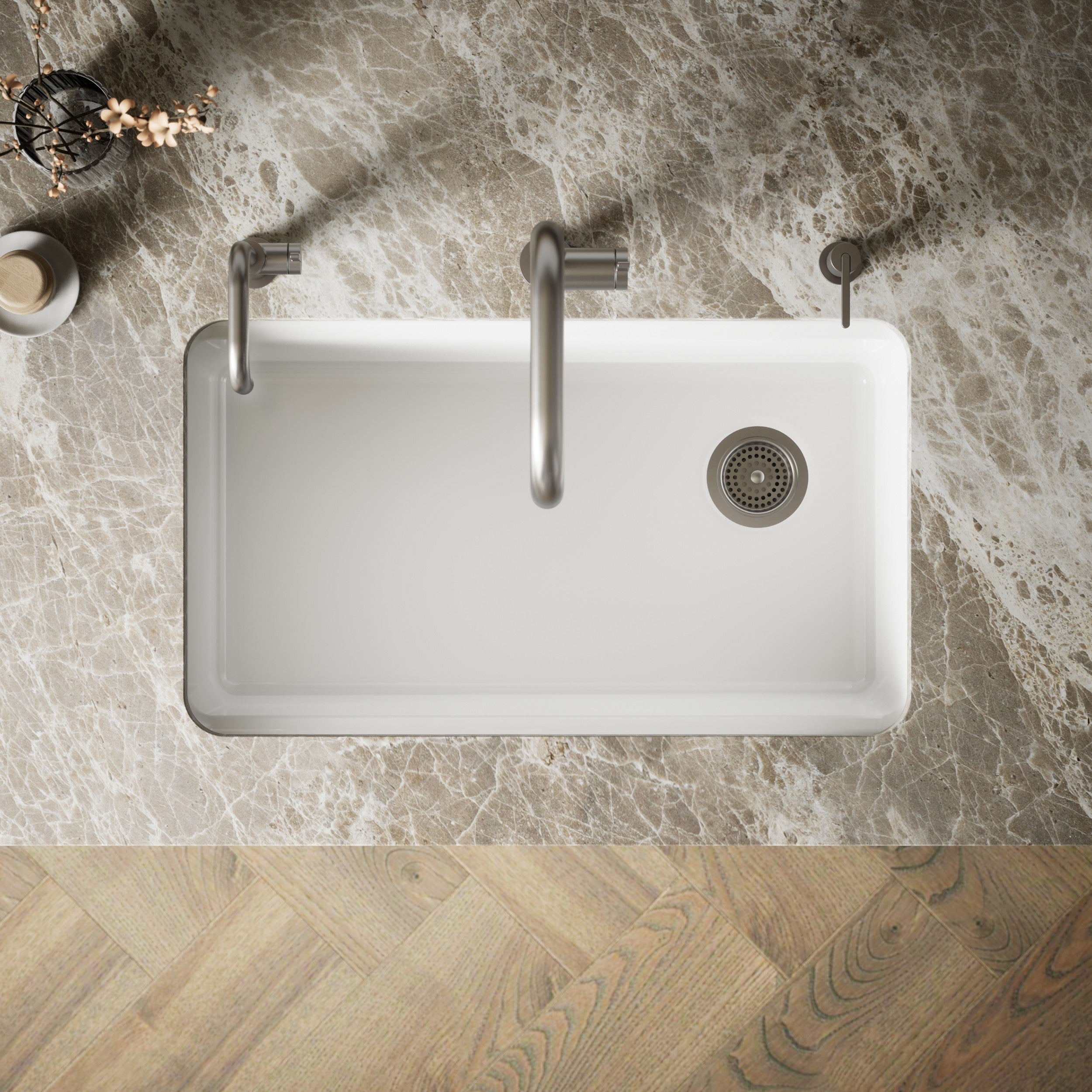 Kohler Eviye Riverby Tezgah Altı Döküm Beyaz