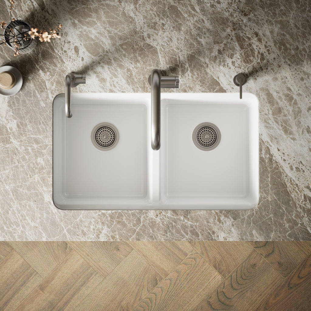 Kohler Eviye Riverby Çift Hazneli Beyaz