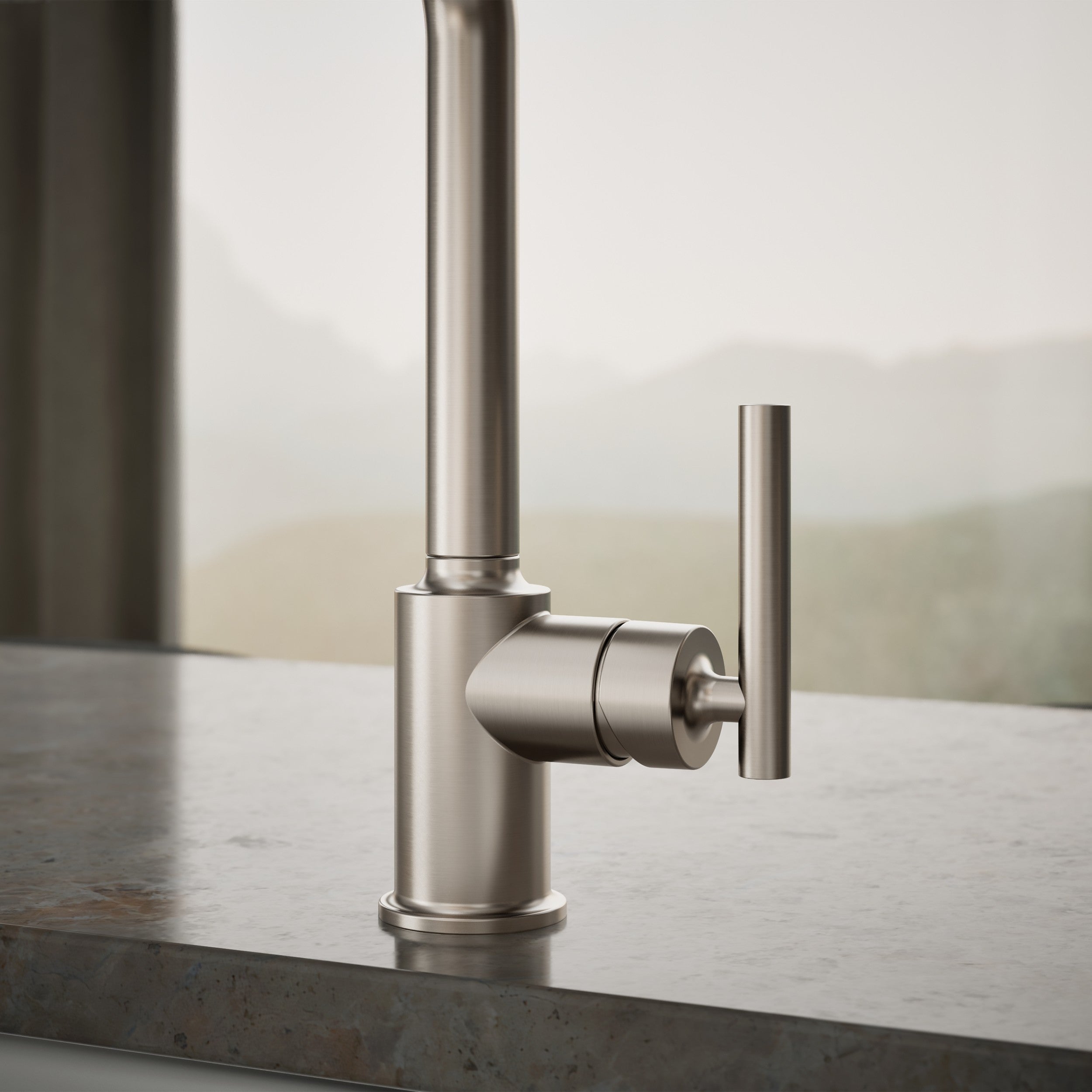 Kohler Eviye Bataryası Purist Yan Spreyli , Paslanmaz Çelik