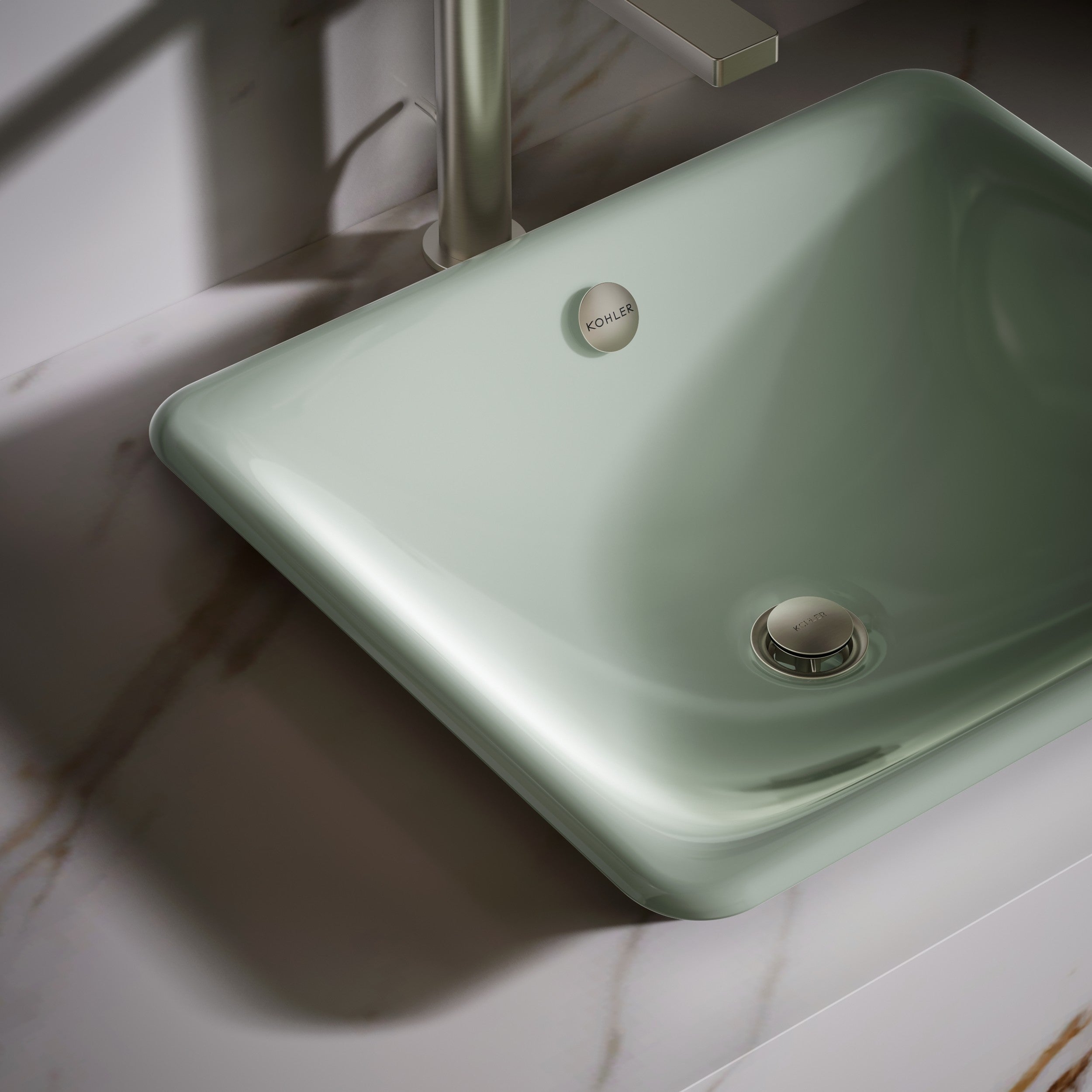 Kohler Lavabo Iron Plains Döküm Banyo Lavabosu Kavak Yeşil
