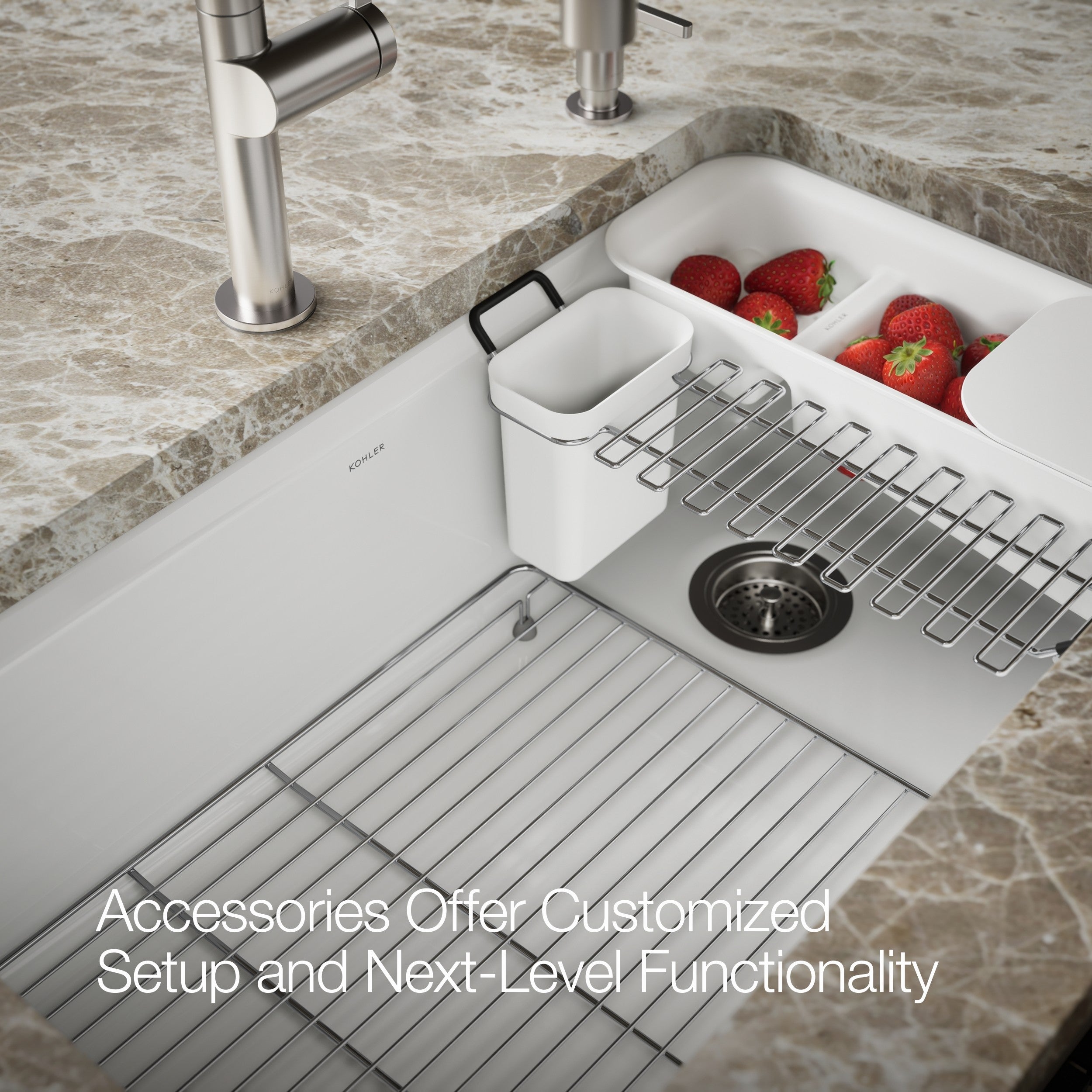 Kohler Eviye Riverby Tezgah Altı Döküm Beyaz