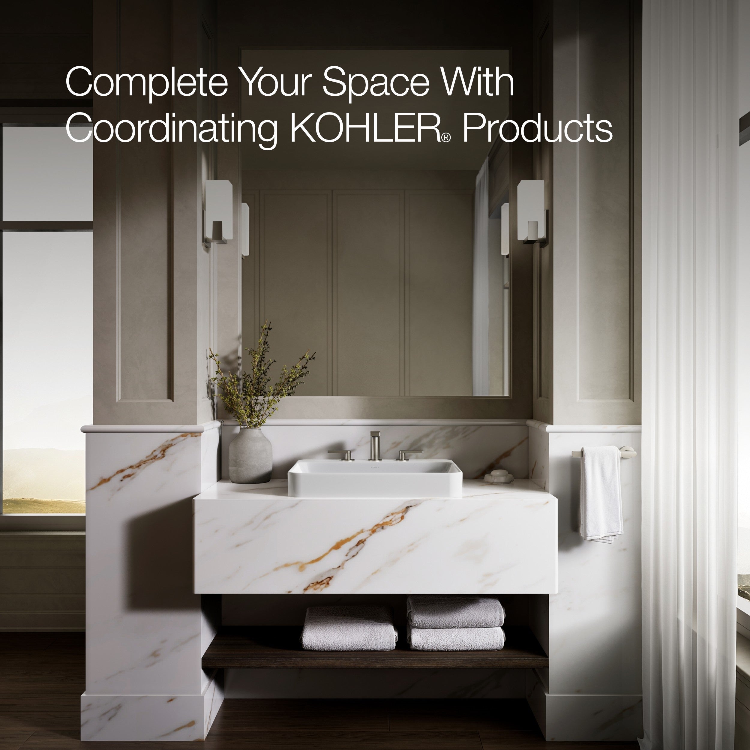 Kohler Lavabo Tezgah Üstü Üç Delikli Vox 58,4 x 465 cm