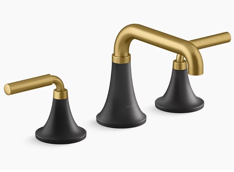 Kohler Tone 3 Delik Lavabo Bataryası, Mat Siyah - Altın