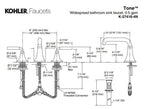Kohler Tone 3 Delik Lavabo Bataryası, Mat Siyah - Altın