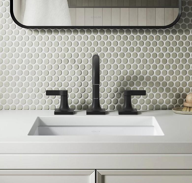 Kohler Venza 3 Delik Lavabo Bataryası, Mat Siyah