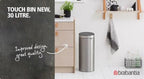 Brabantia Çöp Kutusu 30 lt Dokunmatik Touch Bin New Siyah 115301